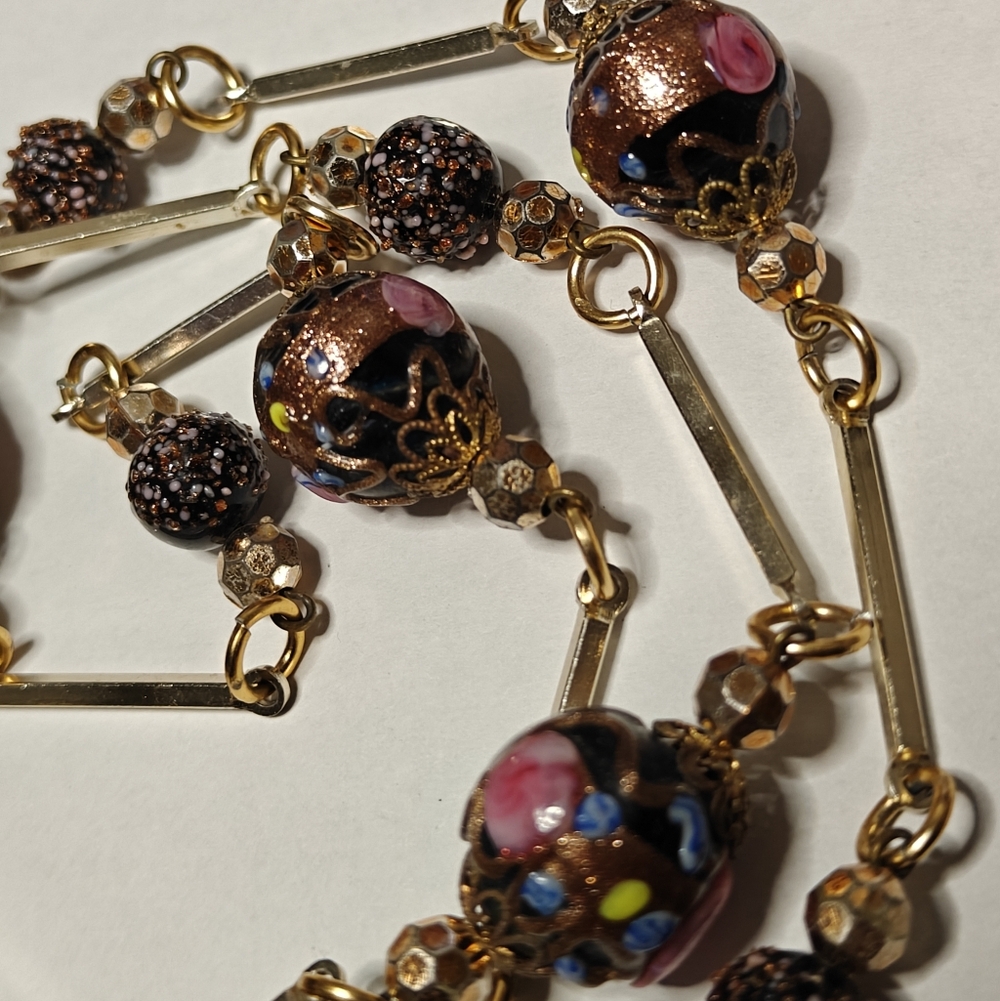 Vintage Murano Wedding Cake Beads Necklace